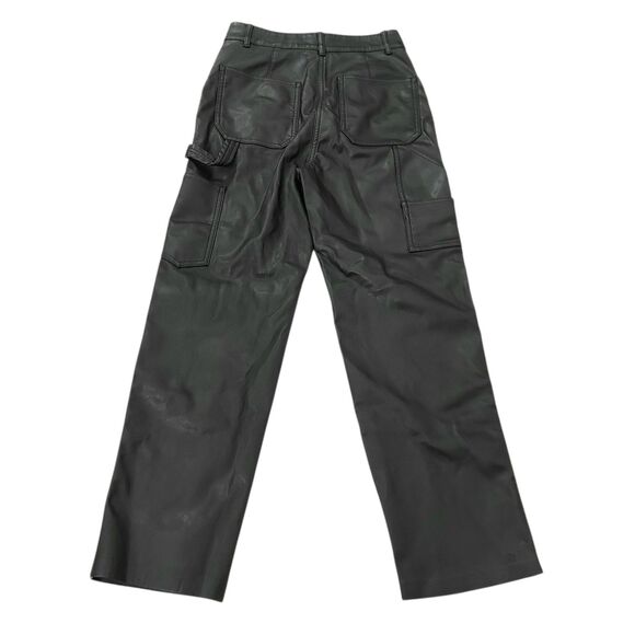 Wilfred Free Pants Womens 2 Black Faux Leather Cargo High Rise Utility Vegan - Picture 6 of 12